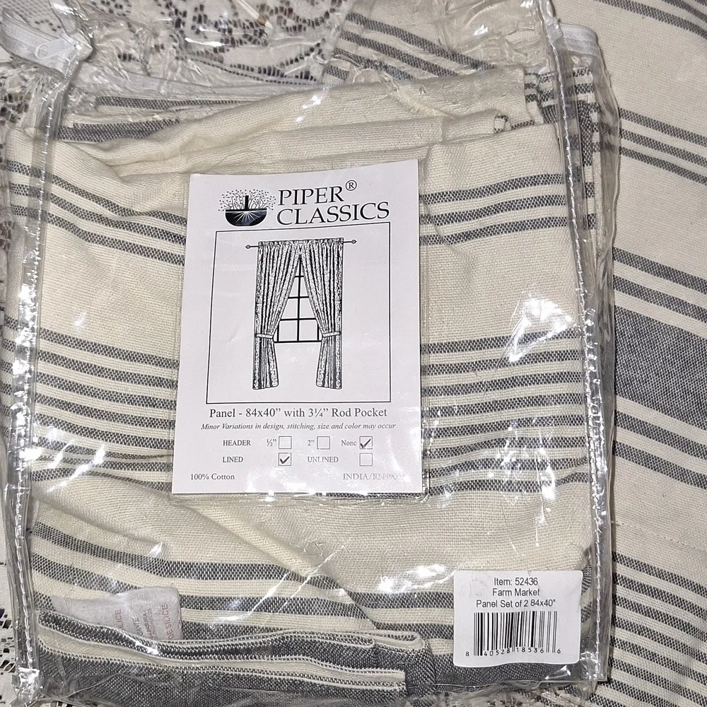 PIPER CLASSICS FARM MARKET STRIPE CURTAIN PANELS 84×40